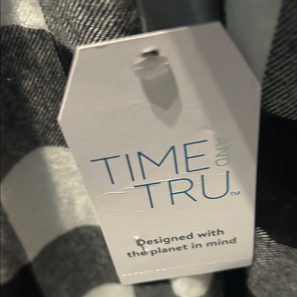Time and Tru Black and White Checkered Shirt - Picture 3 of 5